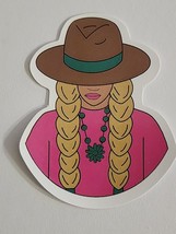 Girl with Hat Over Her Eyes Multicolor Cartoon Sticker Decal Cute Embellishment - £1.80 GBP
