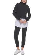 Calvin Klein Women&#39;s Mixed Media Long-Sleeve Sweater Black Large B4HP $90 - £27.87 GBP