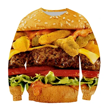 YX GIRL  2018 New Fashion Mens 3d hoodies Food Hamburger Printed  Unisex... - $168.88