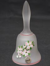 Vintage WESTMORELAND 5.25&quot; Glass Bell Hand Painted FLORAL BOUQUET ON SAT... - $18.25 CAD