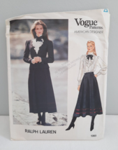 Vintage Vogue Pattern 1065 Ralph Lauren Misses&#39; Jacket Skirt Blouse ~ Si... - $14.80