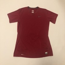 Nike Pro Womens Shirt Size L Fitted Athletic Top “Hot Pink” Short Sleeve V Neck - £11.79 GBP