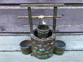 VTG Metal Wishing Well Ashtray w Raising Bucket c.1940&#39;s - 50&#39;s - £23.70 GBP