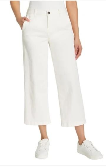 Ella Moss Womens Pants Cream Cropped Wide Leg Pockets High-Rise Belt Loops - $42.99