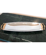 KROMEX Vtg MCM Serving Tray Bread Platter Chrome w/Brass Handles 17 1/2&quot;... - €8,65 EUR