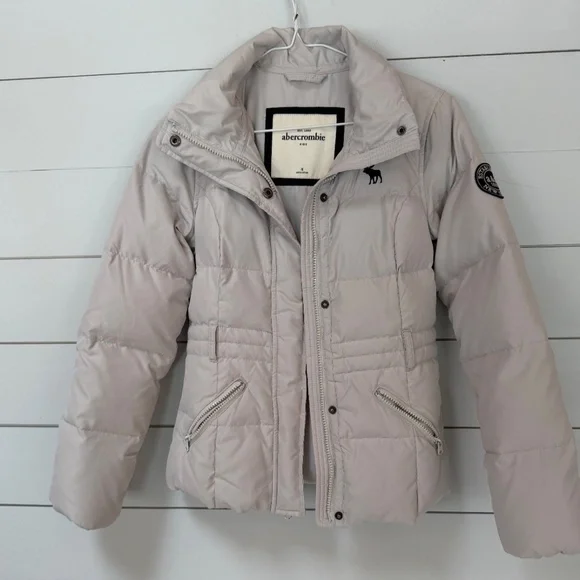 NWT Abercrombie Kids Girls Performance Puffer Jacket Coat Cream Size 7/8 - $40.00