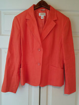 TALBOTS Irish Linen Orange Blazer Jacket Women&#39;s Size 10 - £23.32 GBP