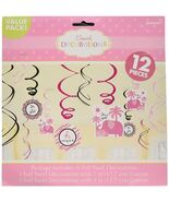 Sweet Safari Girls Hanging Swirl Baby Shower Decorations 12 Pieces New - $11.09 CAD
