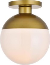 Flush-Mount Ceiling Light ECLIPSE Transitional 1-Light Milk Brass White Glass - £159.07 GBP