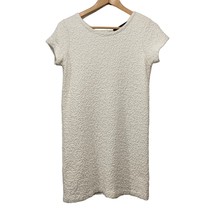 Zara Cream Nubby Sweater Short Sleeve Knit Dress Size Small Crew Neck Zip Back - £15.64 GBP