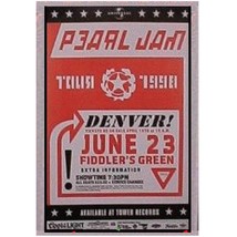 Pearl Jam Concert Poster 1998 - £12.52 GBP