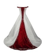 Silver Embroidery Beaded A Line White and Wine Red Wedding Dresses Off S... - $188.09