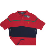 NEW $90 Polo Ralph Lauren Polo Shirt! Red Navy Striped Looser Weave Piqu... - $68.37 CAD