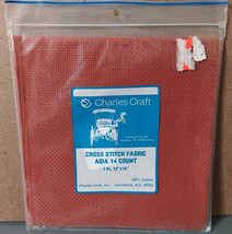 Charles Craft Aida Cross Stitch Cloth 12x18 14 Ct Rust - $9.55