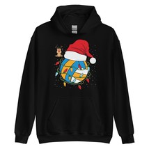 Volleyball Reindeer Funny Christmas Player Hoodie Black - £27.28 GBP+