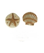 Set of 2 Cement Sea Shell Stepping Stones Hanging Starfish Scallop - £31.18 GBP