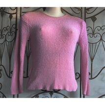 PANDEMONIUM Pink Fuzzy Knit Crew Neck Long Sleeve Sweater Top Size S - $15.84