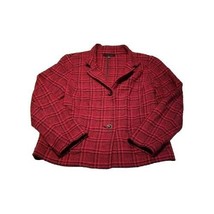 Talbots Women&#39;s Red and Black Wool Blend Plaid 2 Button Blazer Size 14 - $37.05