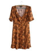 Brown Summer Dress | Brown Dress with Zebra Print | Brown dress with But... - £31.18 GBP