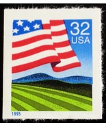 1995 32c Flag over Field, Booklet Single, SA Scott 2919 Mint F/VF NH - $1.49