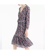 J. CREW Feminine Floral Long Sleeve V Neck Ruffle Midi Dress Size 2 - $37.74