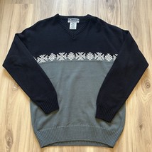 Vintage Untied Brand 100% Acrylic Sweater Holiday Ugly Grandpa Size L Bl... - $463.49 MXN