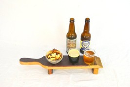 Barrel Stave Beer Flight with Snack Bowl and 2 Glasses - Domo -  made from retir - £45.00 GBP