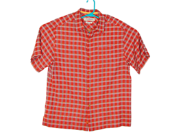 Tommy Bahama Mens Red Blue Plaid Short Sleeve Button Up Dress Casual Shirt Sz M - £23.49 GBP