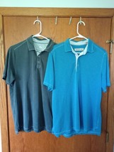 Tommy Bahama Lot of 2 Polo Shirts Mens Medium Blue and Gray Short Sleeve - £27.37 GBP