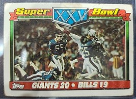 Topps 1991 SUPER BOWL XXV # 1 New York Giants 20 Bills 19 Box Score - $4.00