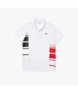 LACOSTE MENS SPORT Colorblock Piqué Mesh Polo WHITE/RED/BLK NWT 3XL - $51.58 CAD