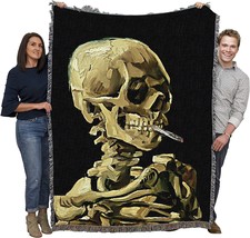 Smoking Skeleton Blanket by Vincent Van Gogh - Fine Art Gift Tapestry, 72x54 - £60.29 GBP