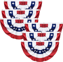 USA Pleated Fan Flag, 1.5 X 3 FT American Flag Bunting, 6 Pack Memorial ... - $39.90