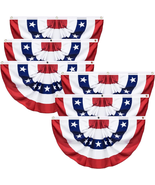 USA Pleated Fan Flag, 1.5 X 3 FT American Flag Bunting, 6 Pack Memorial ... - £42.07 GBP
