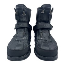 Polo Ralph Lauren Boots Conquest HI II Black Leather Zip Front 10.5 Moto... - $60.00