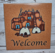 Vintage Teissedre Designs Southwestern Native Adobe Home Welcome Tile Wall Decor - £12.38 GBP