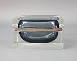 Mandruzzato Murano Italy Sommerso Smoke Gray Art Glass Trinket Jewel Box Vintage - £1,951.42 GBP