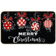 Merry Christmas Door Mat Black Red Christmas Ball Front Door Mat With Anti-Slip  - £20.90 GBP