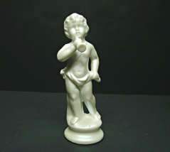Vintage Inarco Japan Angel Trumpet White Ceramic Collectible E-5114 Figurine 5&quot; - £15.49 GBP