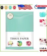 Premium Aqua Blue Floral Tissue Paper - 100 Sheets, Perfect for Parties ... - $17.81
