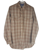 Pendleton Wool Vintage Beige Plaid Flannel Button Down Shirt Mens Size 15 1/2 - £85.66 GBP