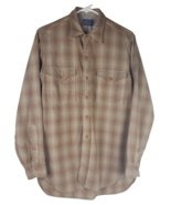 Pendleton Wool Vintage Beige Plaid Flannel Button Down Shirt Mens Size 1... - £86.29 GBP