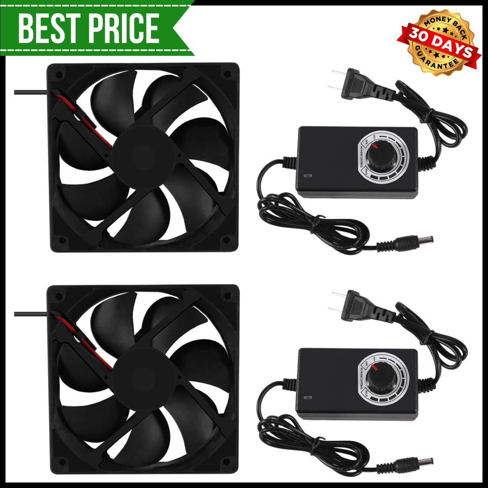 2 Pcs 120Mm X 25Mm 110V 220V AC Powered Cooling Fan with Speed Controlle... - $26.67