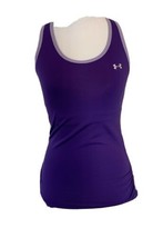 Under Armour Regal Purple Fitted Activewear Top XS heatgear Ruched side - $9.89