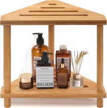 Bamboo Corner Shower Stool,2-Tier Shower Foot Rest,Shower Foot Stool for  - $937.06 MXN
