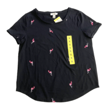 Vintage America Women Embroidered Flamingos Shirt Black S - £9.27 GBP