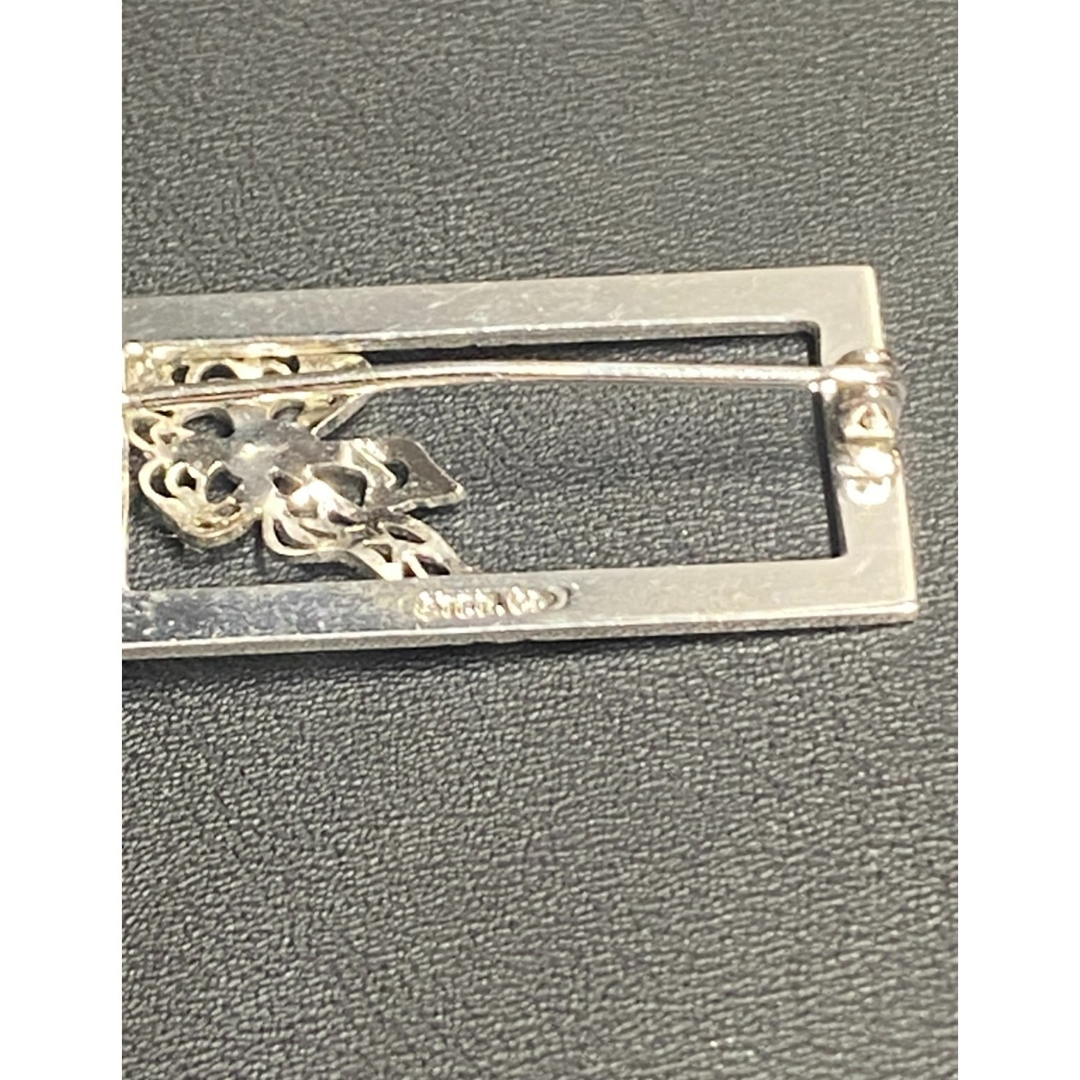 Elegant 925 Sterling Silver Accent Brooch With Filigree Flower Sky Item image 4