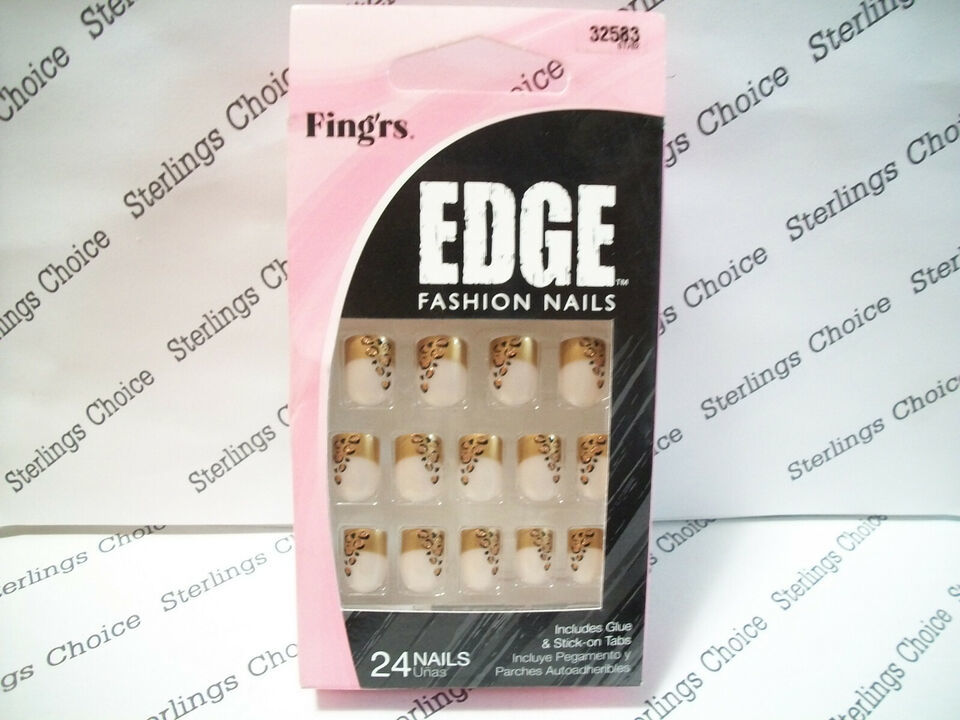 Fing&#39;rs Edge Fashion Nails #32583 Gold Tips with Cheetah Design Short - $7.91