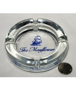 Vintage The Mayflower 4.5&#39;&#39; Round Clear Glass Ashtray Pilgrims Plymouth ... - £12.75 GBP