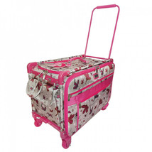 Tutto 2XL Sewing Machine Trolley Rose Gray with Pink Daisies Pink Frame - $396.86